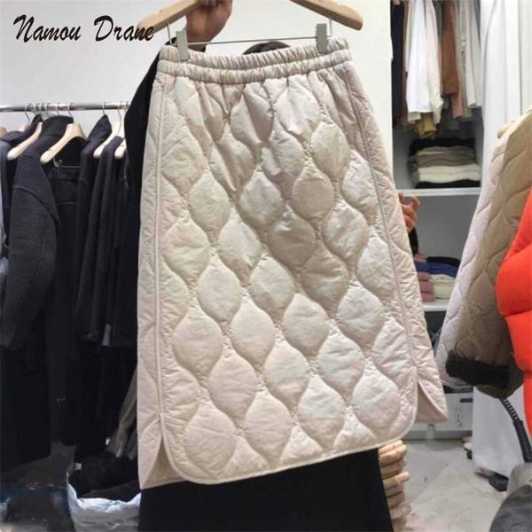 

namou drane autumn and winter warm quilted line prismatic skirt female high-waisted thin hip s 211109, Black
