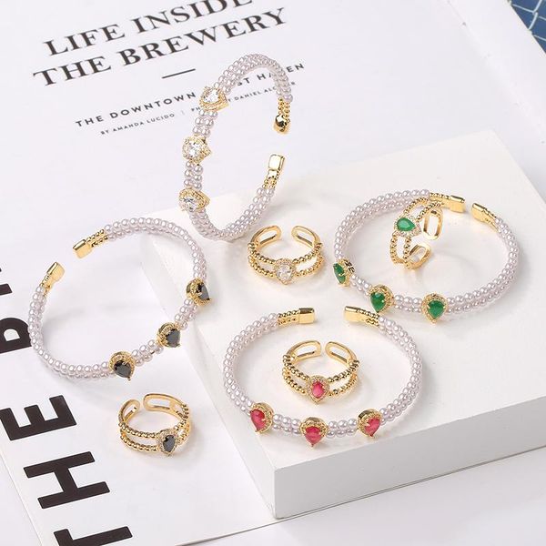 

earrings & necklace 2pcs pack 2021 light luxury water droplets bracelet and ring dubai wedding for women lady anniversary gift jewelry bulk, Silver