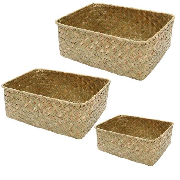 

storage baskets 3pcs clutter basket woven flower desksundries holder khaki