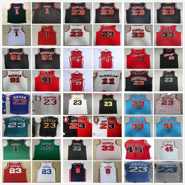 Zach #8 LaVine Jersey Lonzo 2 Ball Nikola 9 Vucevic Alex 6 Caruso Retro Derrick 1 Rose Scottie 33 Pippen Dennis 91 Rodman Maglie da uomo