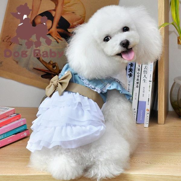 

dog clothes dress sweet pet clothing for small dogs cute simple trendy denim skirt spring summer yorkshire fashion ropa perro apparel