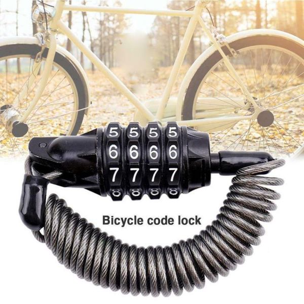 

bike locks mini portable bicycle code lock spring anti-theft 4 digits disc combination password cable security wire spr a4z3