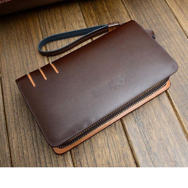 

wallets famous design male business cluth bag mobile phone genuine leather men double zipper card holder wallet car key, Red;black