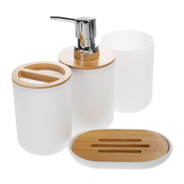 

bath accessory set 1 toothpaste cup soap storage tray bathroom accessories toiletry (white)