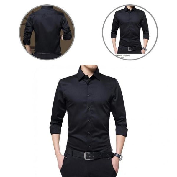 

men's dress shirts smooth great single-breasted autumn shirt formal fit for dating, White;black