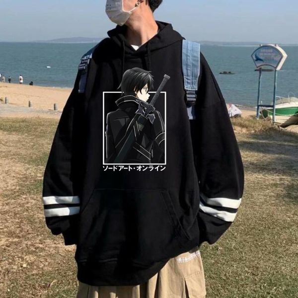 

men's hoodies & sweatshirts sword art online anime hoodie pullovers long sleeves winter unisex, Black