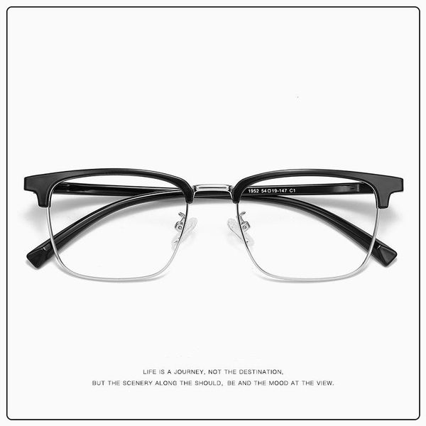 

fashion sunglasses frames yimaruili men's business retro spectacle frame tr90 alloy myopia optical prescription, Black