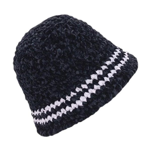 

wide brim hats chenille basin hat fisherman autumn winter women's fashion retro knitted wool bucket for women 2021, Blue;gray