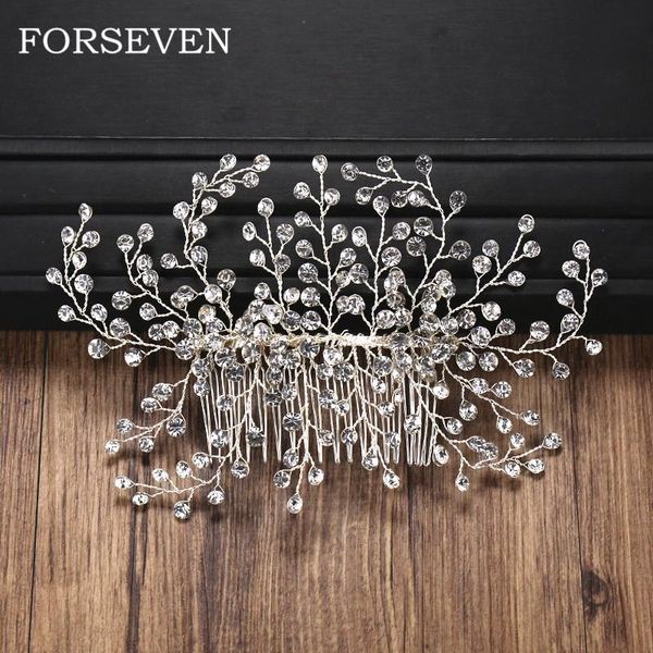 

hair clips & barrettes full rhinestone bridal accessories comb wedding ornaments crystal head women combs, Golden;silver