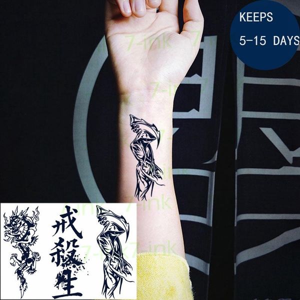 

temporary tattoos juice waterproof tattoo sticker china words dragon sickle flash fake tatto style 7-15 days for men women