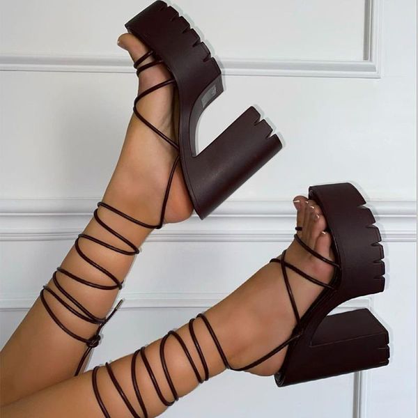

dress shoes 2021 women gladiator summer sandals female fashion wedding party pumps ladies platform lace-up plus size 35-43, Black