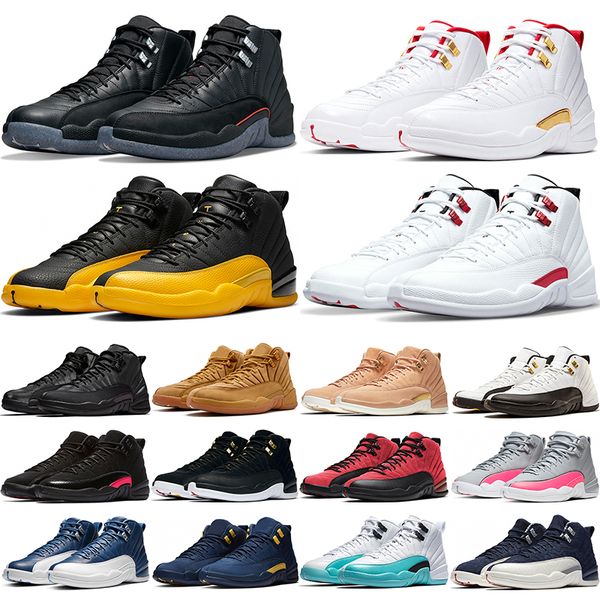

basketball shoes 12s 12 utility twist university gold indigo dark concord reverse flu game taxi michigan black white men playoffs sports sne