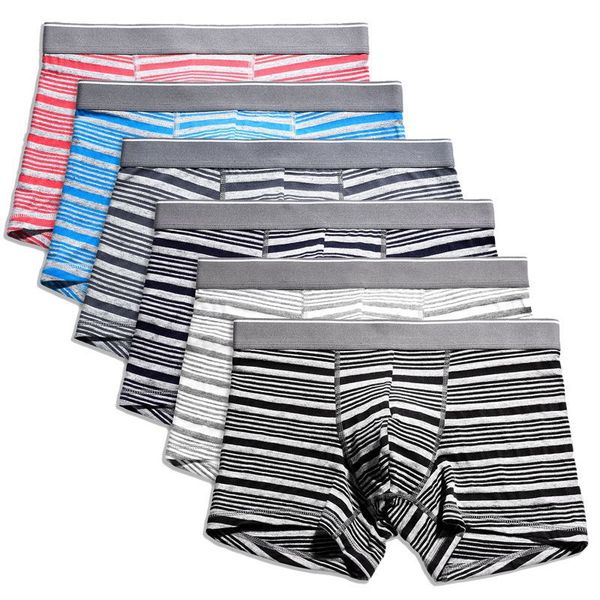

sale Mens Sexy Stripes Boxer Briefs Cotton Plus Size Underpants, Black;white