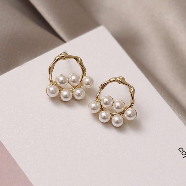 

earrings korean small pearl 925 silver needle earrings, Golden