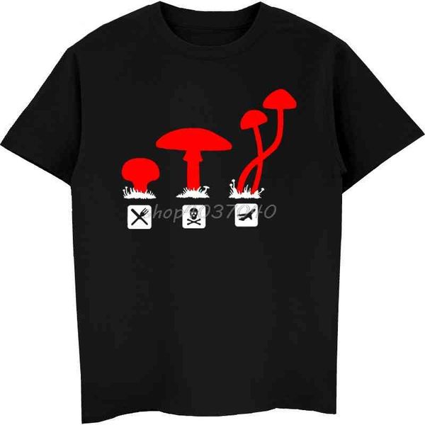 

psychedelic mushroom funny short sve fashion printed men's hip-hop t-shirt, harajuku street cloth, White;black