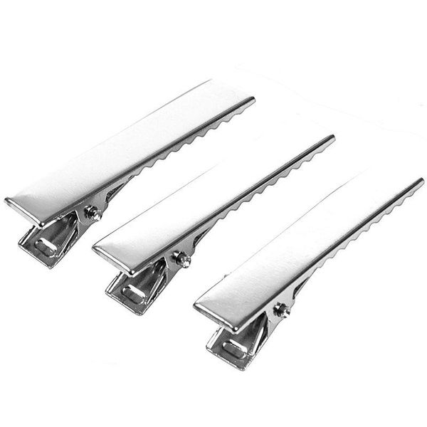

50pcs 40mm metal prong alligator clips pinch with teeth hair bows silver accessories