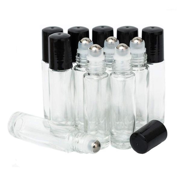 

roller bottles 12pack clear thick glass essential oil with stainless steel balls for perfume storage & jars
