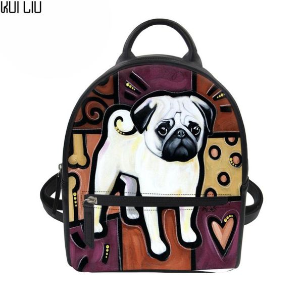 

backpack women pu mini men pug french dog lether african vintage female mochila custom bag for girl purse drop