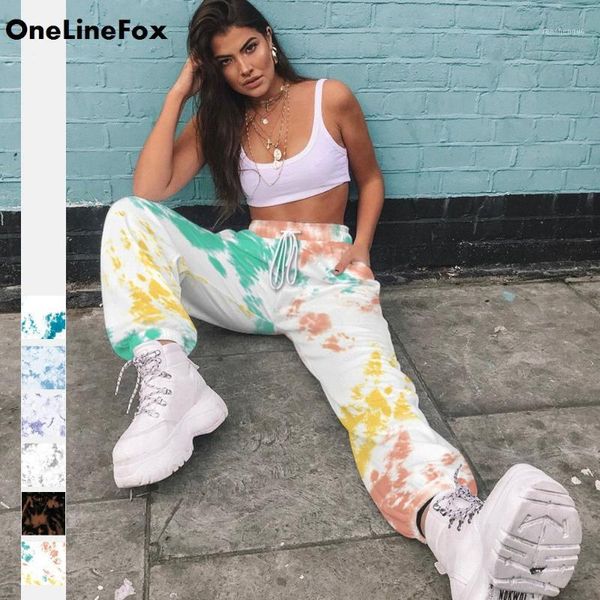 

women's pants & capris onelinefox tie dyed print baggy sweatpants women casual loose long trousers ladies elastic high waisted 2021, Black;white