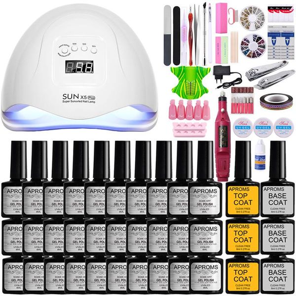

nail art kits manicure set kit gel polish electric drill machine 72w 36leds uv led lamp dryer salon
