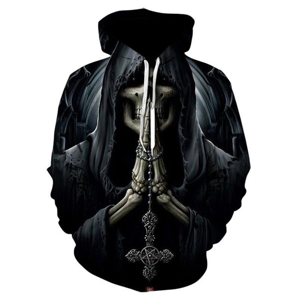 

men's hoodies & sweatshirts 3d printing skull hoodie sweatshirt funny hip hop gothic punk autumn jacket pullover 2021, Black