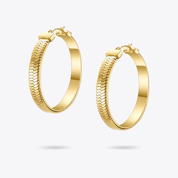 

enfashion snake bone chain hoop earrings for women gold color stainless steel large circle hoops earings fashion jewelry e201176, Golden
