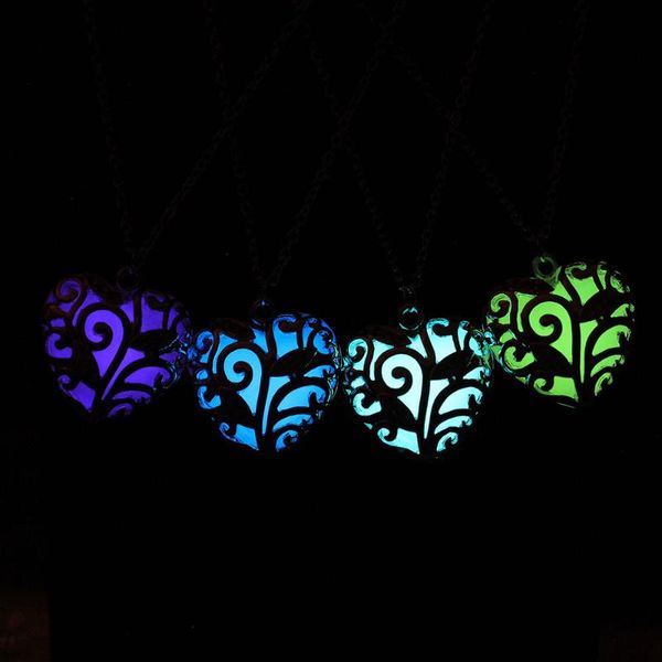 

pendant necklaces seanlov s925 mall glow in the dark silver color hollow glowing stone love heart pendants necklace for women
