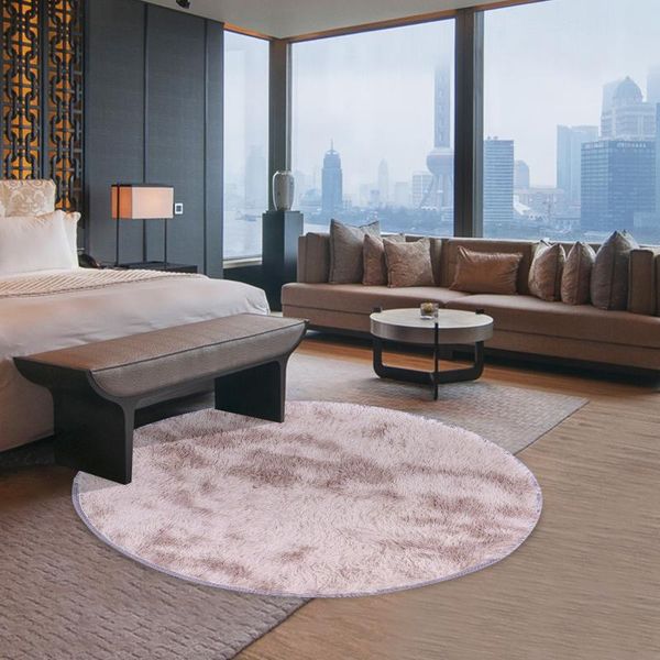 

carpets high-quality home round plush gradient color carpet heavenly fluffy skin friendly anti-skid bedroom furry 80x80cm