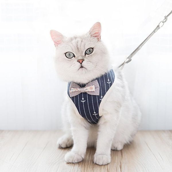 

cute cat harness and leash set cloth nylon mesh pet puppy lead collar clothes vest for small cats dogs supplies collars & leads