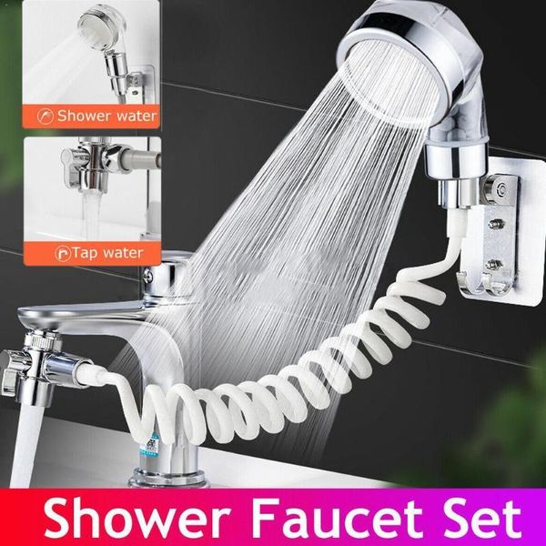 

bathroom shower faucet set double control handheld kit shampoo & tub tap basin spray for wash nozzle small artif f6o4