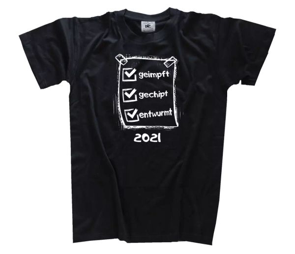 

checkliste-geimpft-gechipt-entwurmt impfung pandemic tshirt sizes, White;black