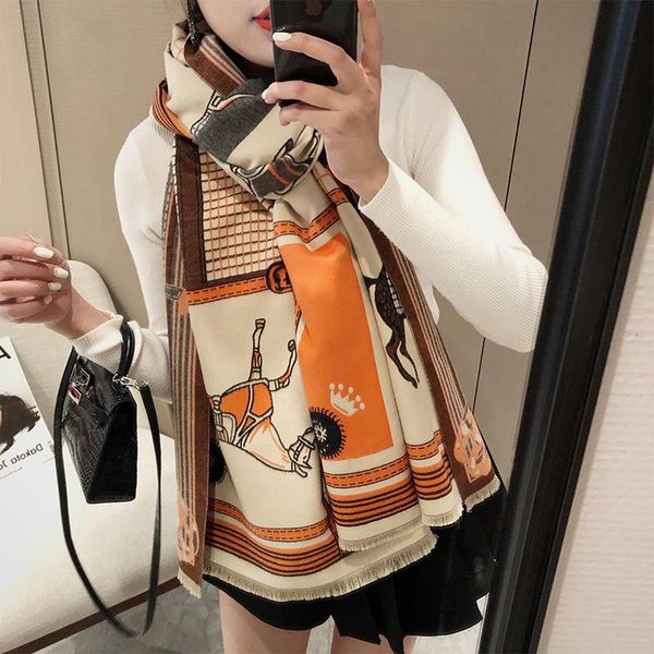 

scarves carriage chain foulard brand cashmere scarf women blanket bufanda winter scarfs warm pashmina shawl wraps stoles, Blue;gray