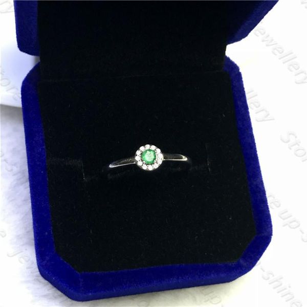 

cluster rings women's ring natural emerald 925 silver simple design fresh and lovely style, Golden;silver