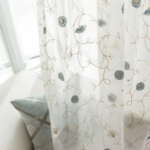

curtain & drapes flower embroidered window for kitchen door tulle sheer