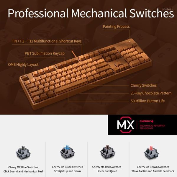 

professional mechanical keyboard red green switch 104 keycap cherry gaming for notebook all in one pc1