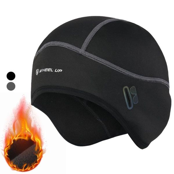 

fleece cycling caps waterproof bike hats winter thermal bicycle cap snow road sports warm headwear & masks, Black