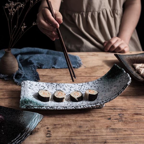 

dishes & plates 12 inch creative japanese shaped ceramic plate western restaurant tableware household dinner sushi rectangular fish