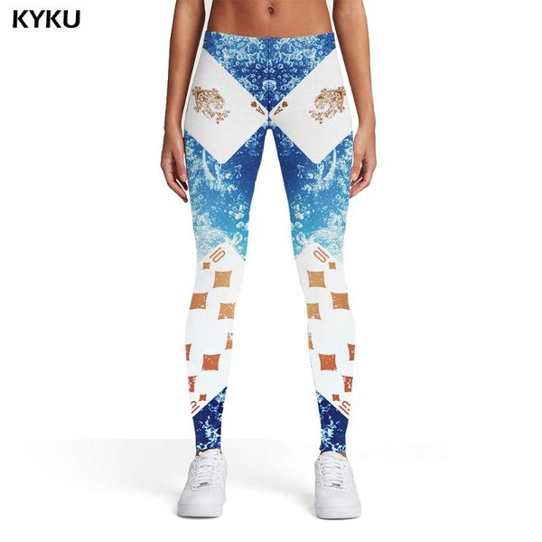 

women's leggings kyku playing cards women printed pants black elastic harajuku leggins womens casual fashion