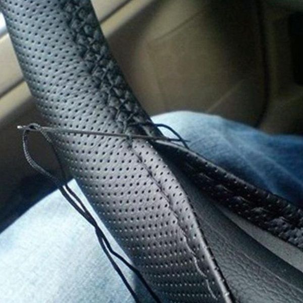 

steering wheel covers car cover microfiber leather hand-sewn suitable for 37-38cm auto interior