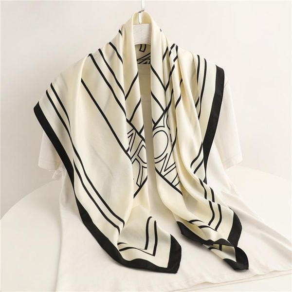 

scarves 2021 hair wrap headband women print shawl neckerchief female headscarf foulard twill square scarf for hijab bandana, Blue;gray
