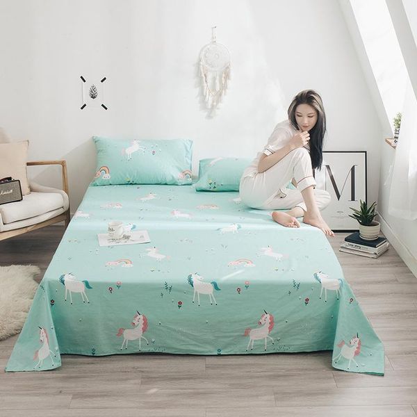 

sheets & sets 100% cotton cartoon animal flat sheet for children adults single double bed bedsheets no case xf718-2