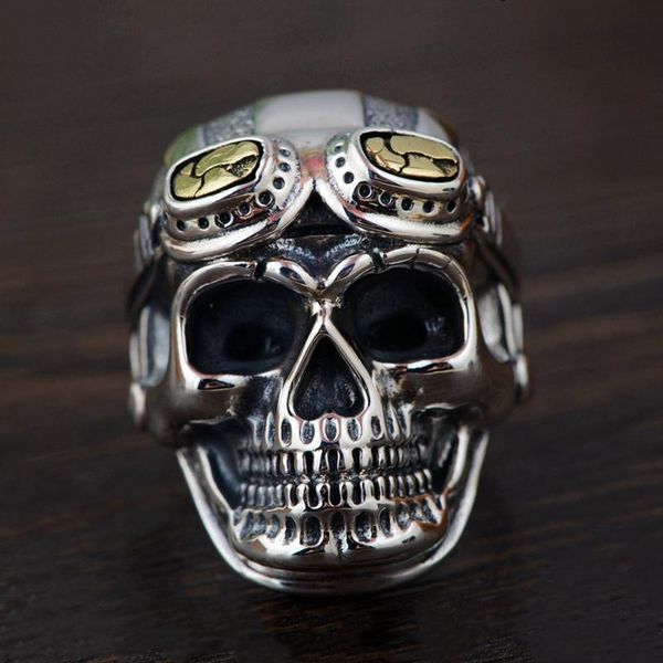 

cluster rings fdlk gothic vintage old-fashioned skull ring world war ii undead legion punk jewelry for men's bicycle party, Golden;silver