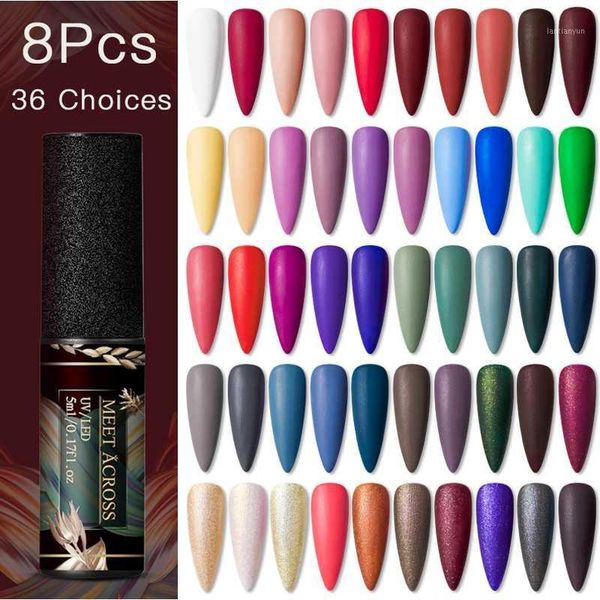 

across 8pcs/set gel nail polish kit art uv led set for manicure matte soak off varnishes1