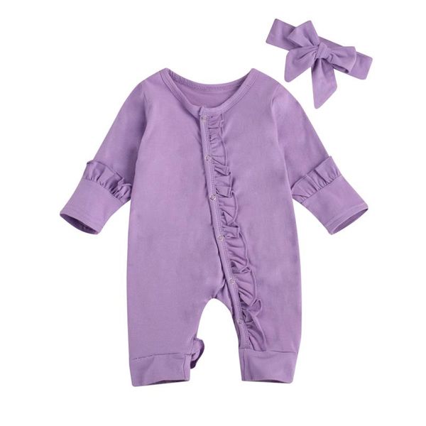 

baby boy romper long sleeve cotton clothes girl rompers solid color toddler infant clothing 0-24 months jumpsuits, Blue