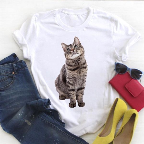 

and women cat pet mens t shirts animal print clothing 90s ladies summer tee female clothes womens graphic, White;black