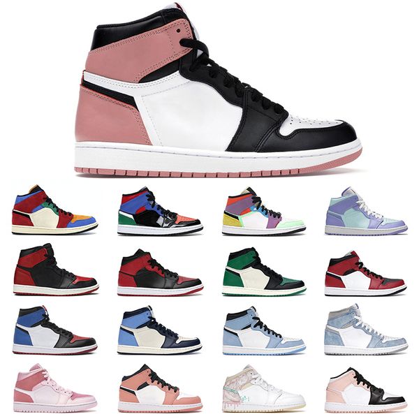 

2022 jumpman 1 baskeyball shoes rust pink 3 smoke grey multi patent 1s sport sneakers mens trainer