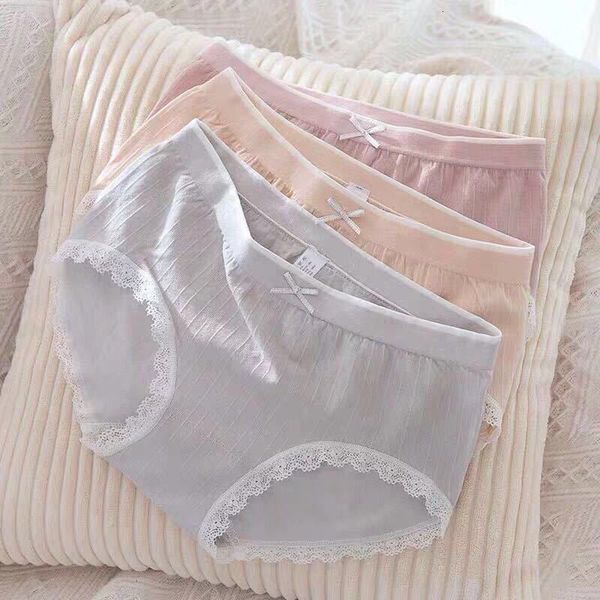

flamingo modal middle waist underwear women's breathable friendly korean cotton crotch traceless triangle pants, Black;pink