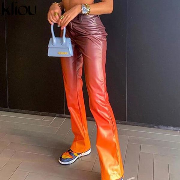 

faux womens capris pu leather shinny panelled straight pants women autumn medium waist skinny trousers casual streetwear female bottoms, Black;white