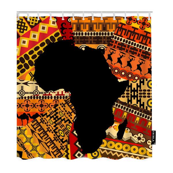 

africa map shower curtain ethnic background geometric camel ancient motifs animal pattern