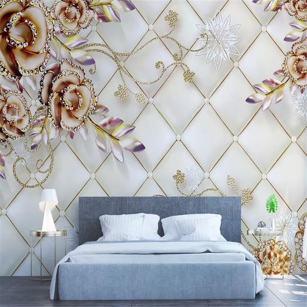 Modern Minimalista moda 3d estéreo Diamantes Europeu estilo parede personalizado grande murais ambientais papel de parede mural